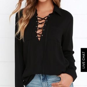 Lulus black lace up top